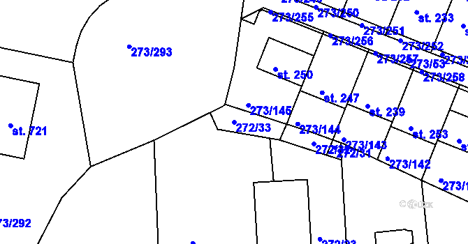 Parcela st. 272/33 v KÚ Předboj, Katastrální mapa