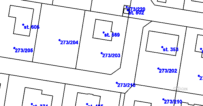 Parcela st. 273/203 v KÚ Předboj, Katastrální mapa