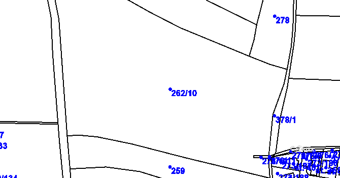 Parcela st. 262/10 v KÚ Předboj, Katastrální mapa