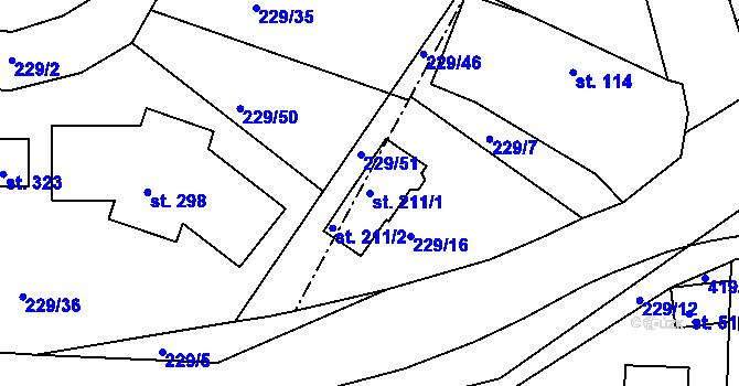 Parcela st. 211/1 v KÚ Předboj, Katastrální mapa