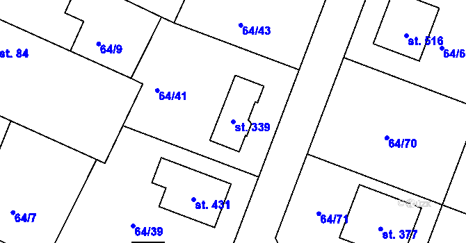 Parcela st. 339 v KÚ Předboj, Katastrální mapa
