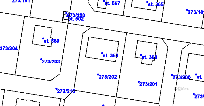 Parcela st. 353 v KÚ Předboj, Katastrální mapa