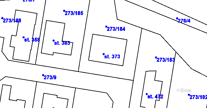 Parcela st. 373 v KÚ Předboj, Katastrální mapa