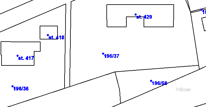 Parcela st. 196/37 v KÚ Předboj, Katastrální mapa