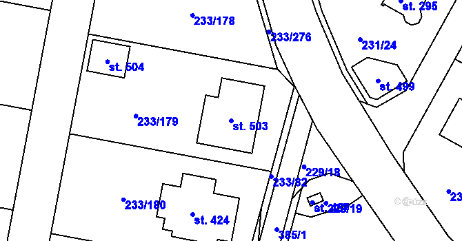Parcela st. 503 v KÚ Předboj, Katastrální mapa