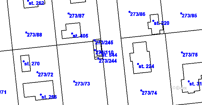 Parcela st. 544 v KÚ Předboj, Katastrální mapa