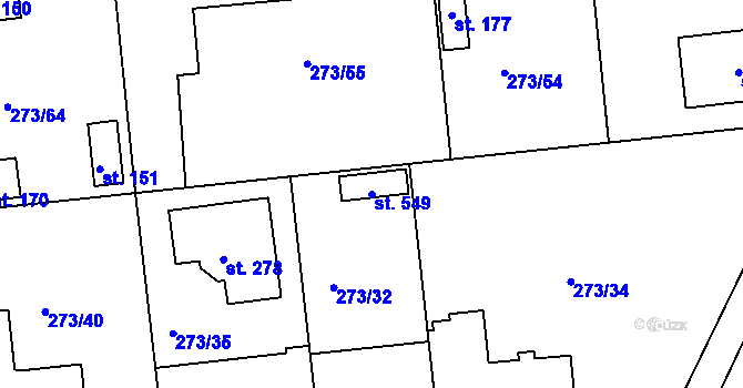 Parcela st. 549 v KÚ Předboj, Katastrální mapa