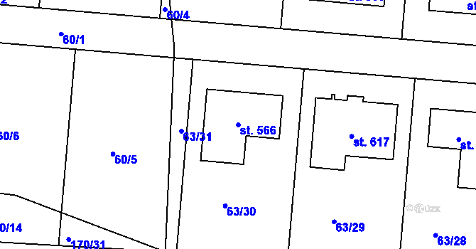 Parcela st. 566 v KÚ Předboj, Katastrální mapa