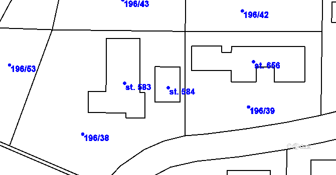 Parcela st. 584 v KÚ Předboj, Katastrální mapa