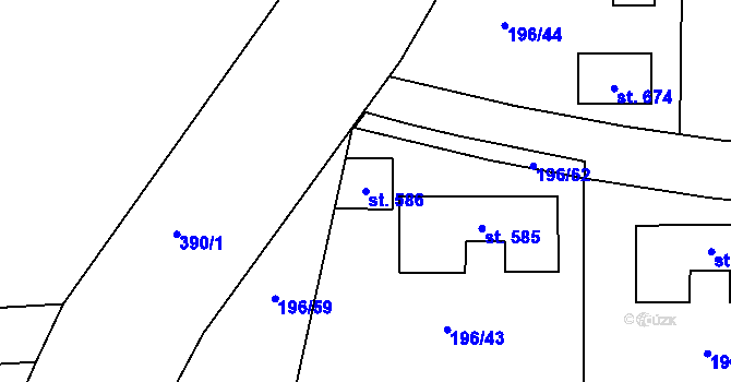 Parcela st. 586 v KÚ Předboj, Katastrální mapa