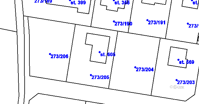 Parcela st. 605 v KÚ Předboj, Katastrální mapa