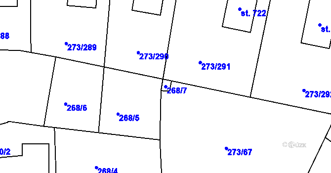 Parcela st. 268/7 v KÚ Předboj, Katastrální mapa