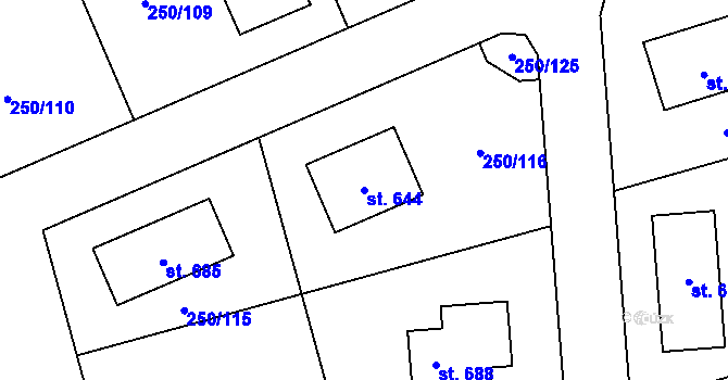 Parcela st. 644 v KÚ Předboj, Katastrální mapa