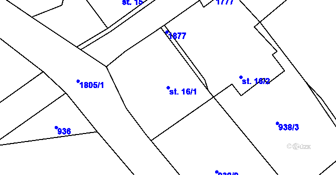 Parcela st. 16/1 v KÚ Předhradí u Skutče, Katastrální mapa