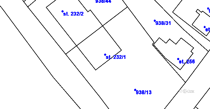 Parcela st. 232/1 v KÚ Předhradí u Skutče, Katastrální mapa