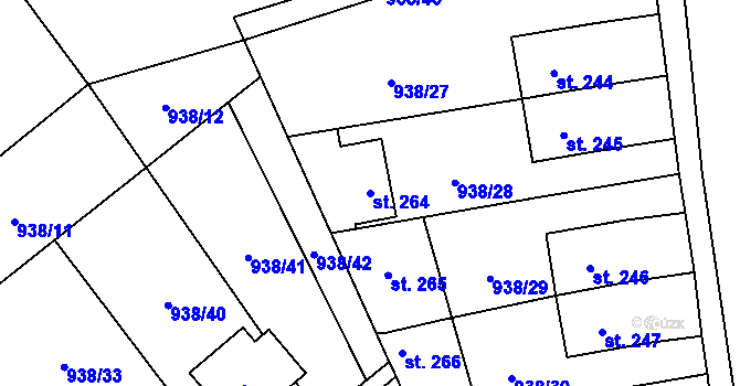 Parcela st. 264 v KÚ Předhradí u Skutče, Katastrální mapa