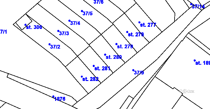 Parcela st. 280 v KÚ Předhradí u Skutče, Katastrální mapa