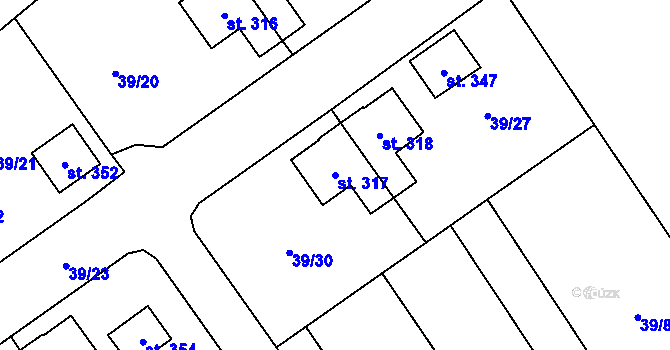 Parcela st. 317 v KÚ Předhradí u Skutče, Katastrální mapa