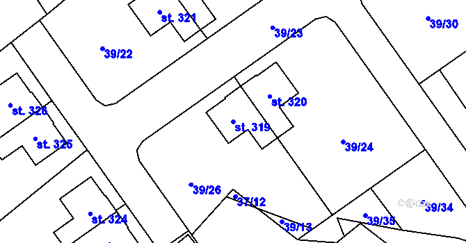 Parcela st. 319 v KÚ Předhradí u Skutče, Katastrální mapa