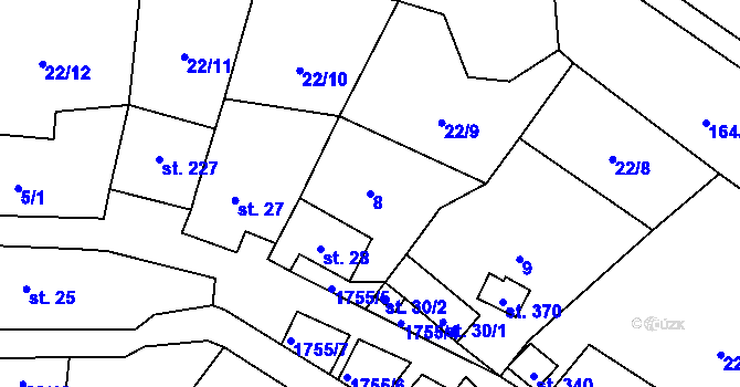 Parcela st. 8 v KÚ Předhradí u Skutče, Katastrální mapa