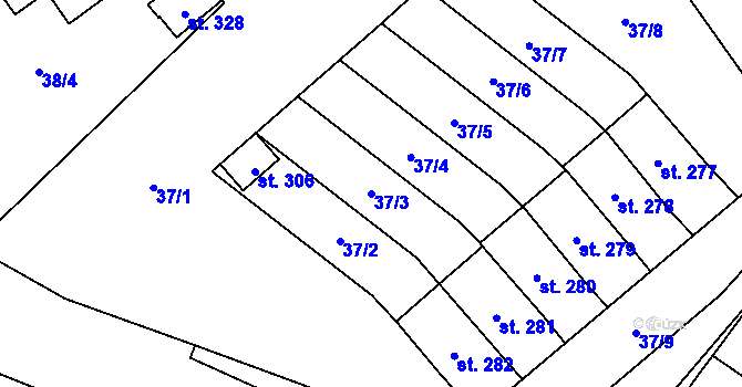 Parcela st. 37/3 v KÚ Předhradí u Skutče, Katastrální mapa