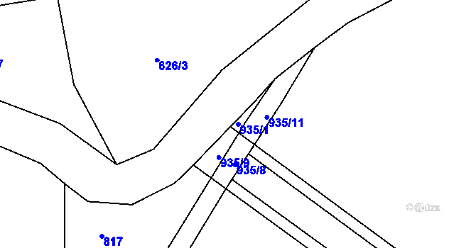 Parcela st. 935/1 v KÚ Předhradí u Skutče, Katastrální mapa