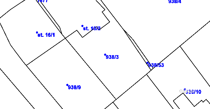 Parcela st. 938/3 v KÚ Předhradí u Skutče, Katastrální mapa