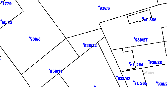 Parcela st. 938/12 v KÚ Předhradí u Skutče, Katastrální mapa