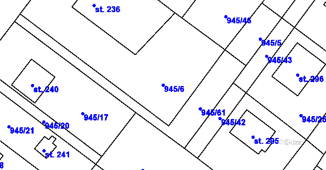 Parcela st. 945/6 v KÚ Předhradí u Skutče, Katastrální mapa