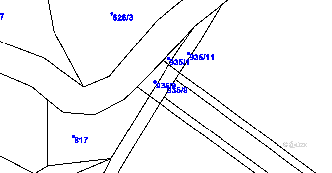 Parcela st. 935/8 v KÚ Předhradí u Skutče, Katastrální mapa