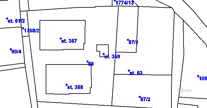 Parcela st. 359 v KÚ Předhradí u Skutče, Katastrální mapa