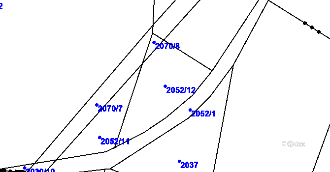 Parcela st. 2052/12 v KÚ Hory u Předína, Katastrální mapa