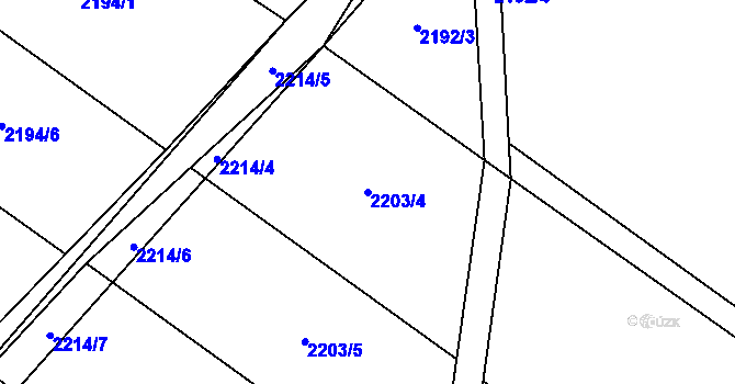 Parcela st. 2203/4 v KÚ Hory u Předína, Katastrální mapa