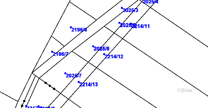 Parcela st. 2214/12 v KÚ Hory u Předína, Katastrální mapa