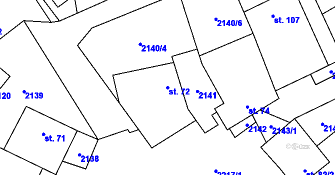 Parcela st. 72 v KÚ Hory u Předína, Katastrální mapa