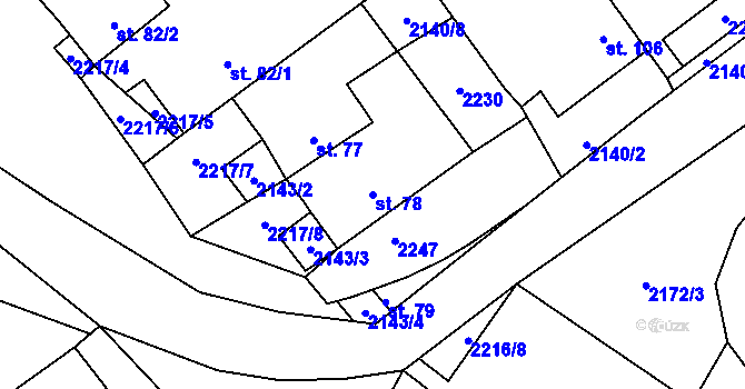 Parcela st. 78 v KÚ Hory u Předína, Katastrální mapa