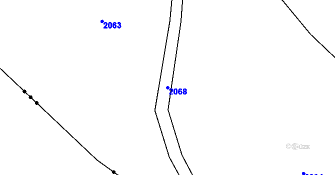 Parcela st. 2068 v KÚ Hory u Předína, Katastrální mapa