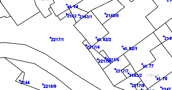 Parcela st. 2217/4 v KÚ Hory u Předína, Katastrální mapa