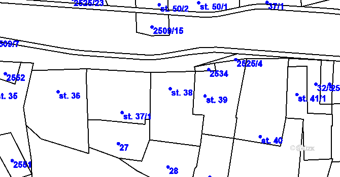 Parcela st. 38 v KÚ Předín, Katastrální mapa