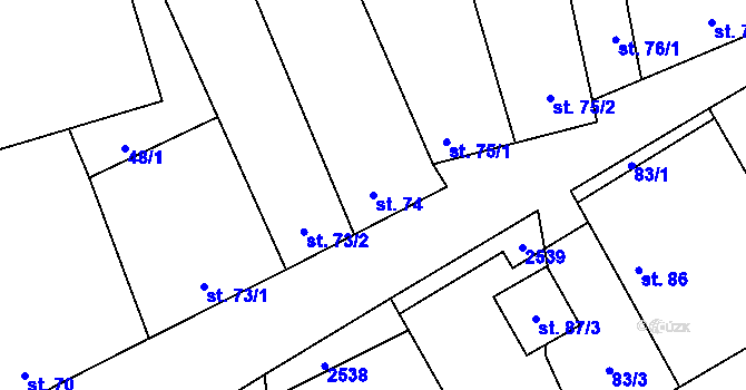Parcela st. 74 v KÚ Předín, Katastrální mapa