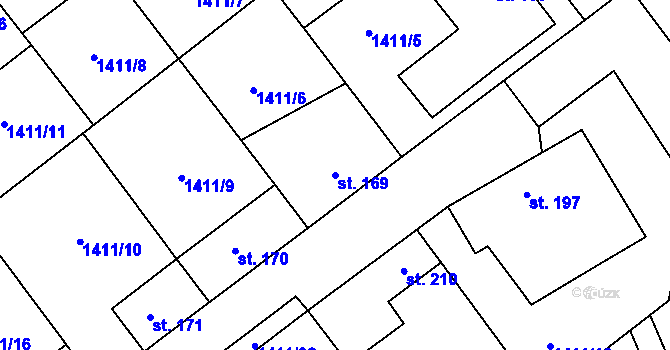 Parcela st. 169 v KÚ Předín, Katastrální mapa