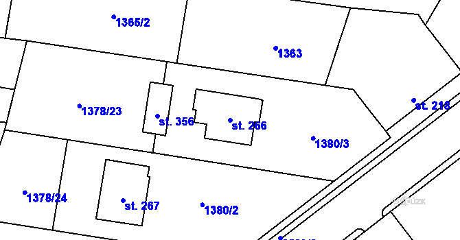 Parcela st. 266 v KÚ Předín, Katastrální mapa