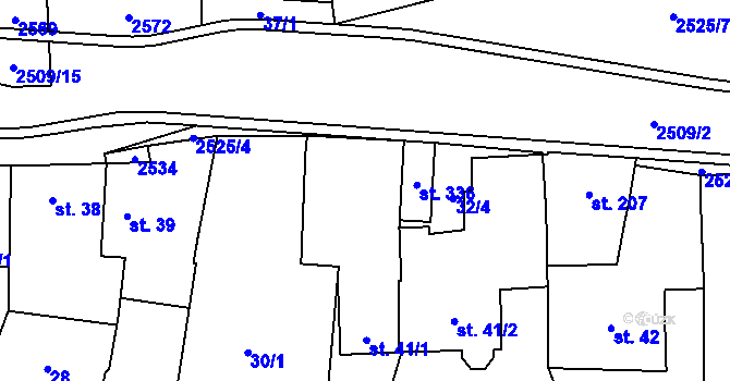 Parcela st. 32/5 v KÚ Předín, Katastrální mapa