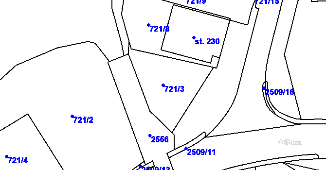 Parcela st. 721/3 v KÚ Předín, Katastrální mapa