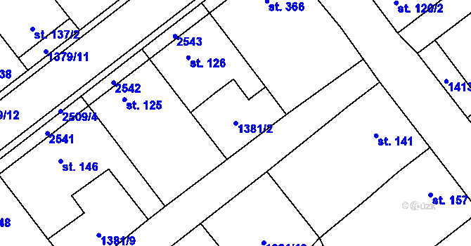 Parcela st. 1381/2 v KÚ Předín, Katastrální mapa