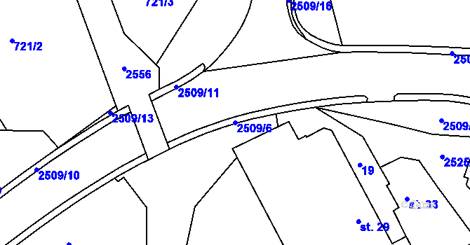 Parcela st. 2509/6 v KÚ Předín, Katastrální mapa