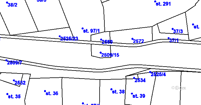 Parcela st. 2509/15 v KÚ Předín, Katastrální mapa