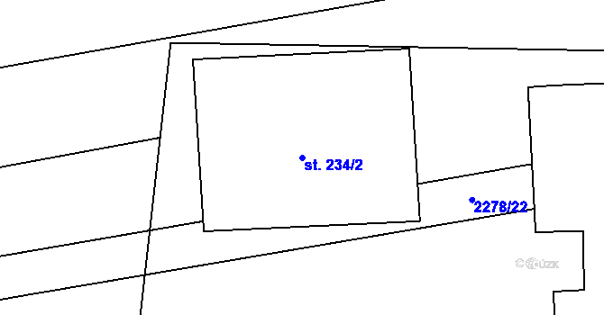 Parcela st. 234/2 v KÚ Předín, Katastrální mapa