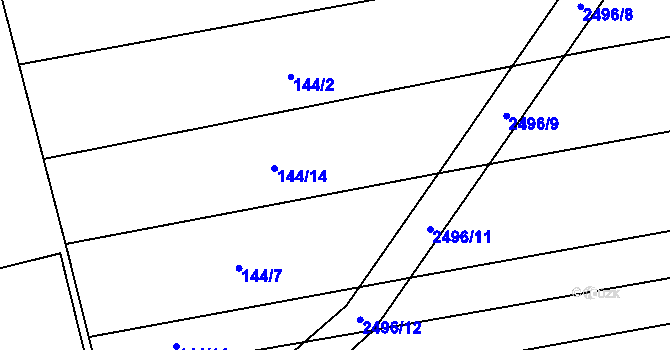 Parcela st. 144/15 v KÚ Předín, Katastrální mapa