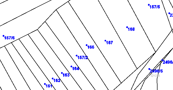 Parcela st. 166 v KÚ Předín, Katastrální mapa